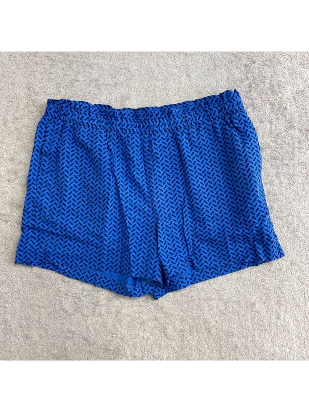 Banana Republic Women's XL Blue Linen Blend Geometric Print Shorts P0027